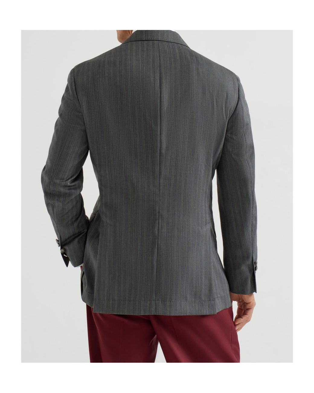 Brunello Cucinelli Blue Striped Pattern Virgin Wool Fresco One-And-A-Half Breasted Tailor Blazer With Metal Buttons for men