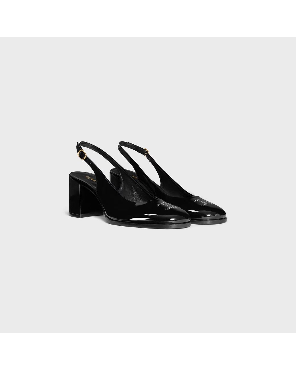 Céline Black Lily Perforated Triomphe Slingback