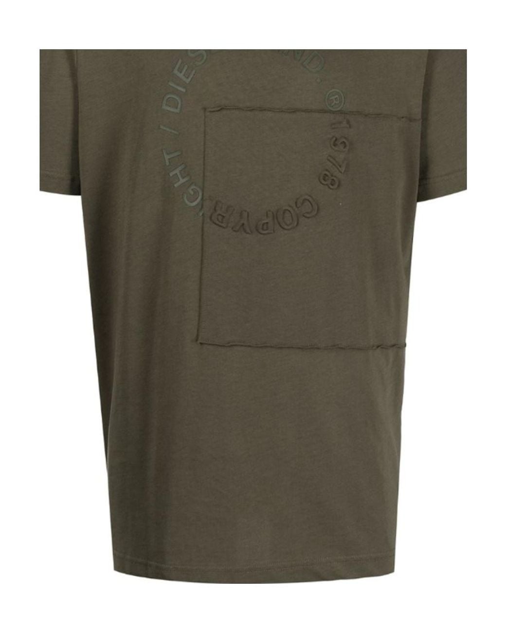 DIESEL Green Copyright Patchwork Logo T-Shirt for men