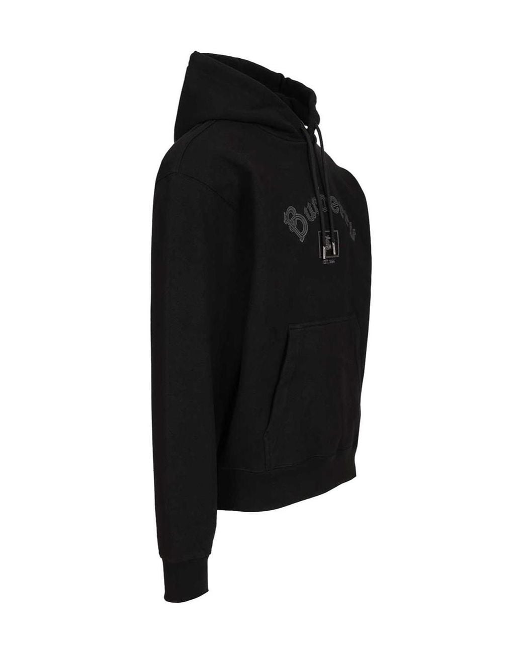 Burberry Black Gothic Logo Drawstring Hoodie for men