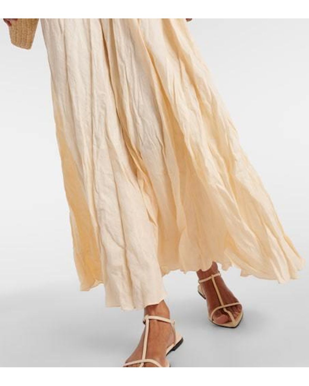 Johanna Ortiz White Linen-Blend Maxi Dress