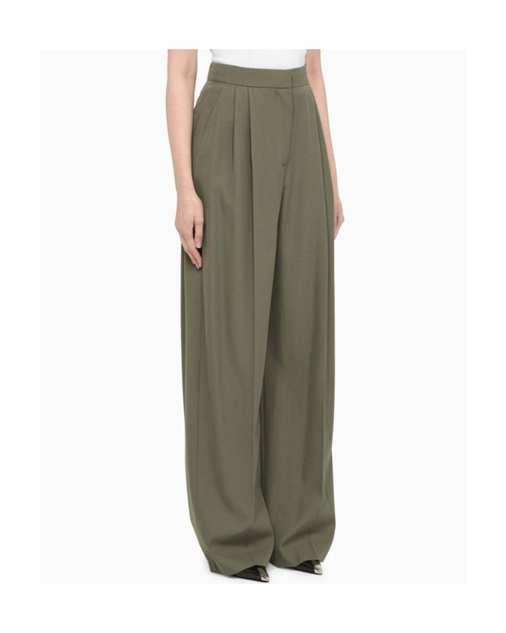 McQueen Green Wide-Leg Tailored Trousers