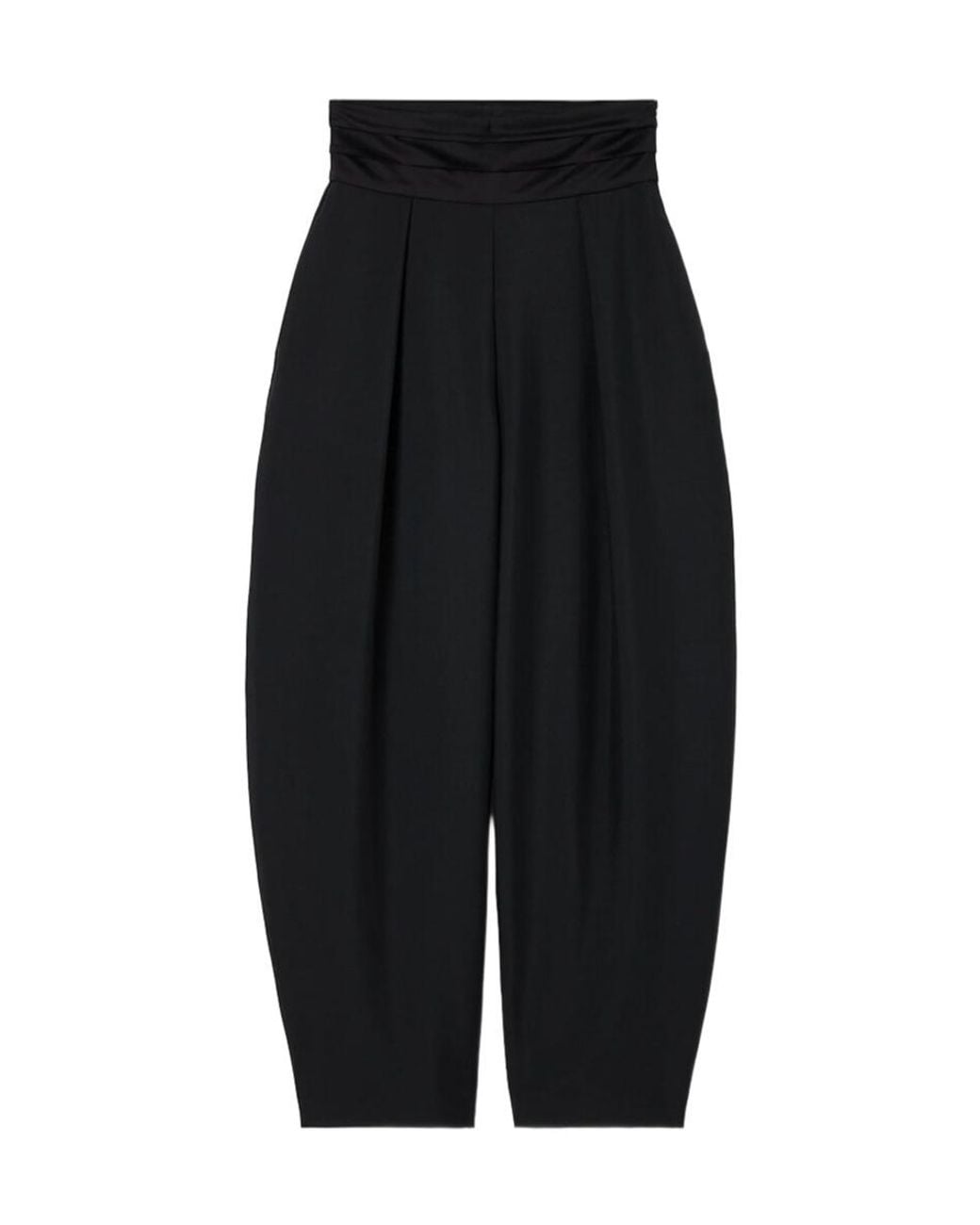 Rohe Black Pleated Satin-Waistband Trousers