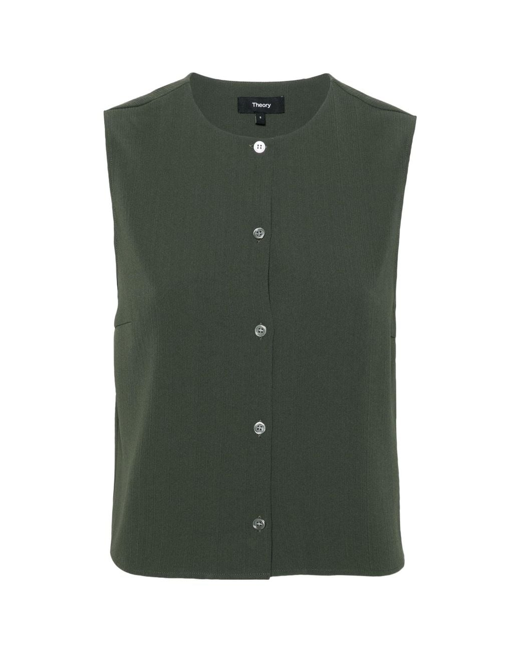 Theory Green Striped Crepe Vest