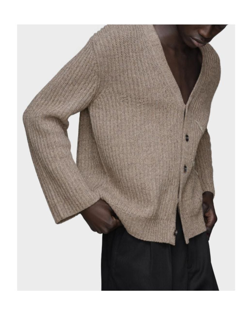 Maison Margiela Brown Ribbed Buttoned Cardigan for men