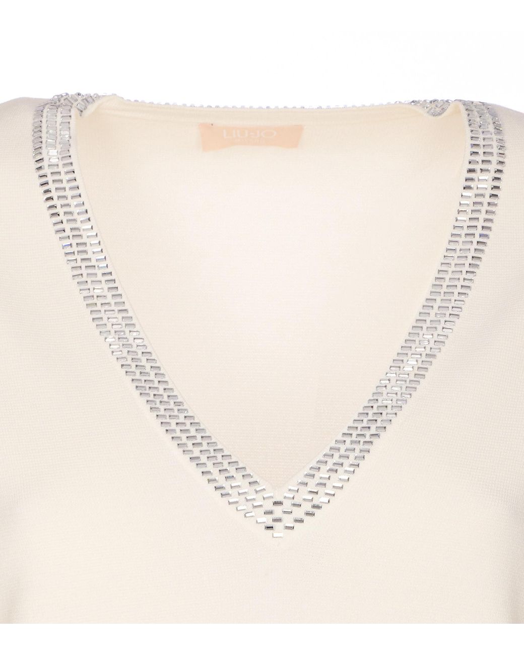 Liu Jo Natural Embellished V-Neck Jumper