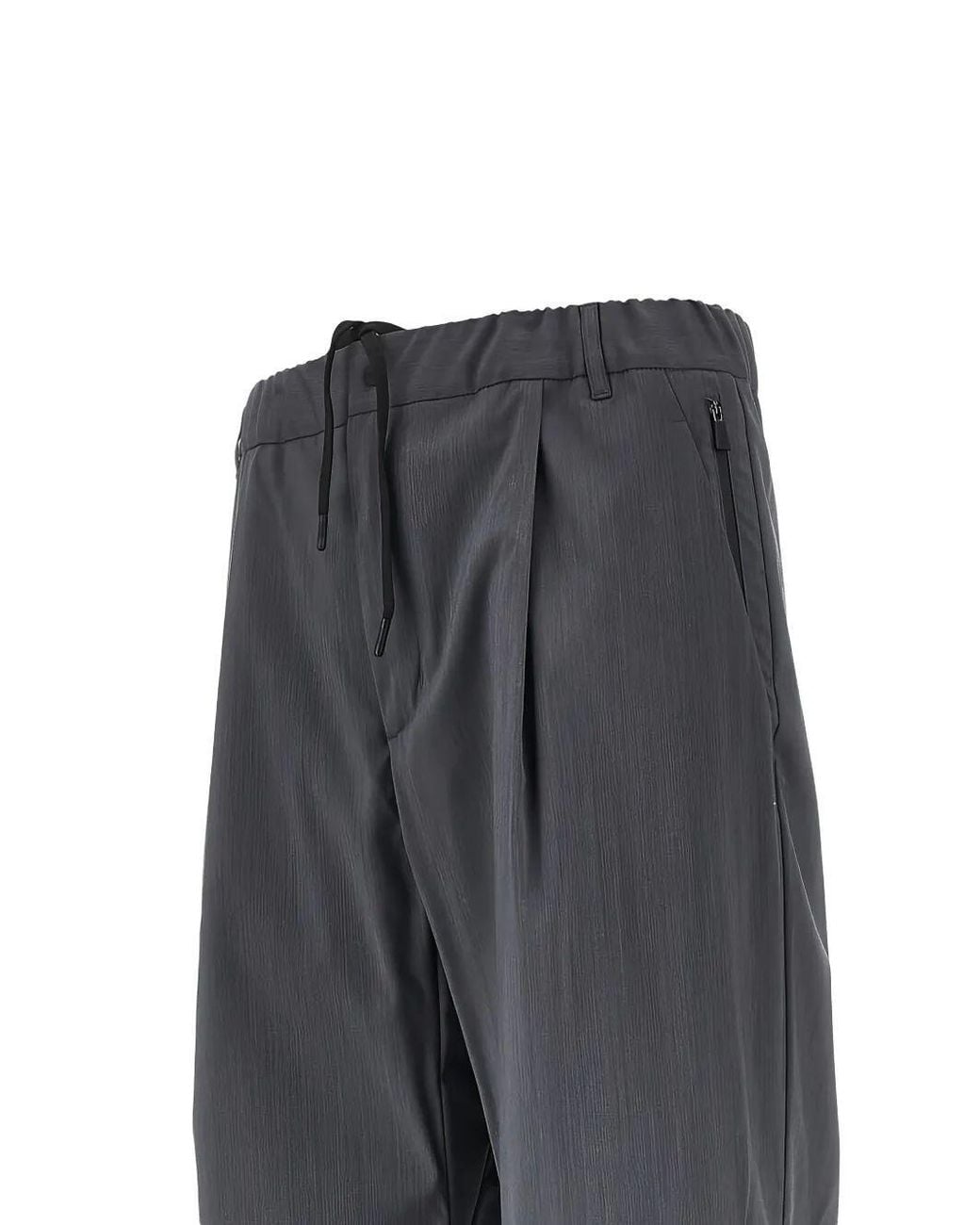 Herno Gray Drawstring Pleated Trousers for men