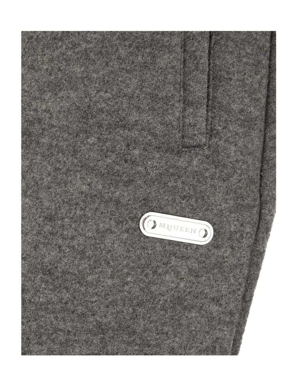 McQueen Gray Logo-Plaque Track Pants for men