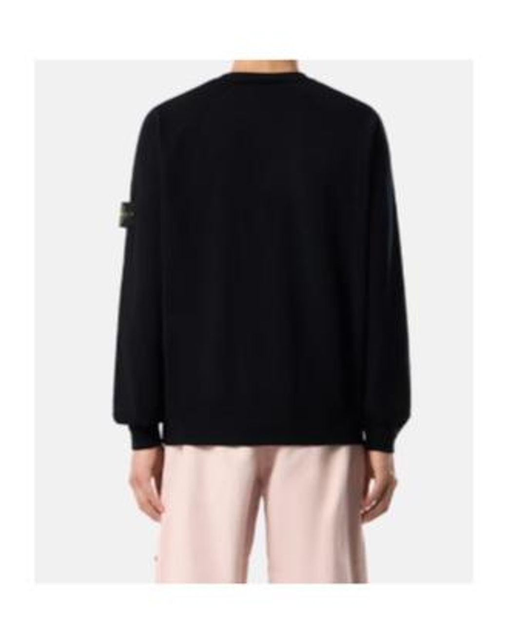 Stone Island Black Logo Patch Crewneck Sweater for men