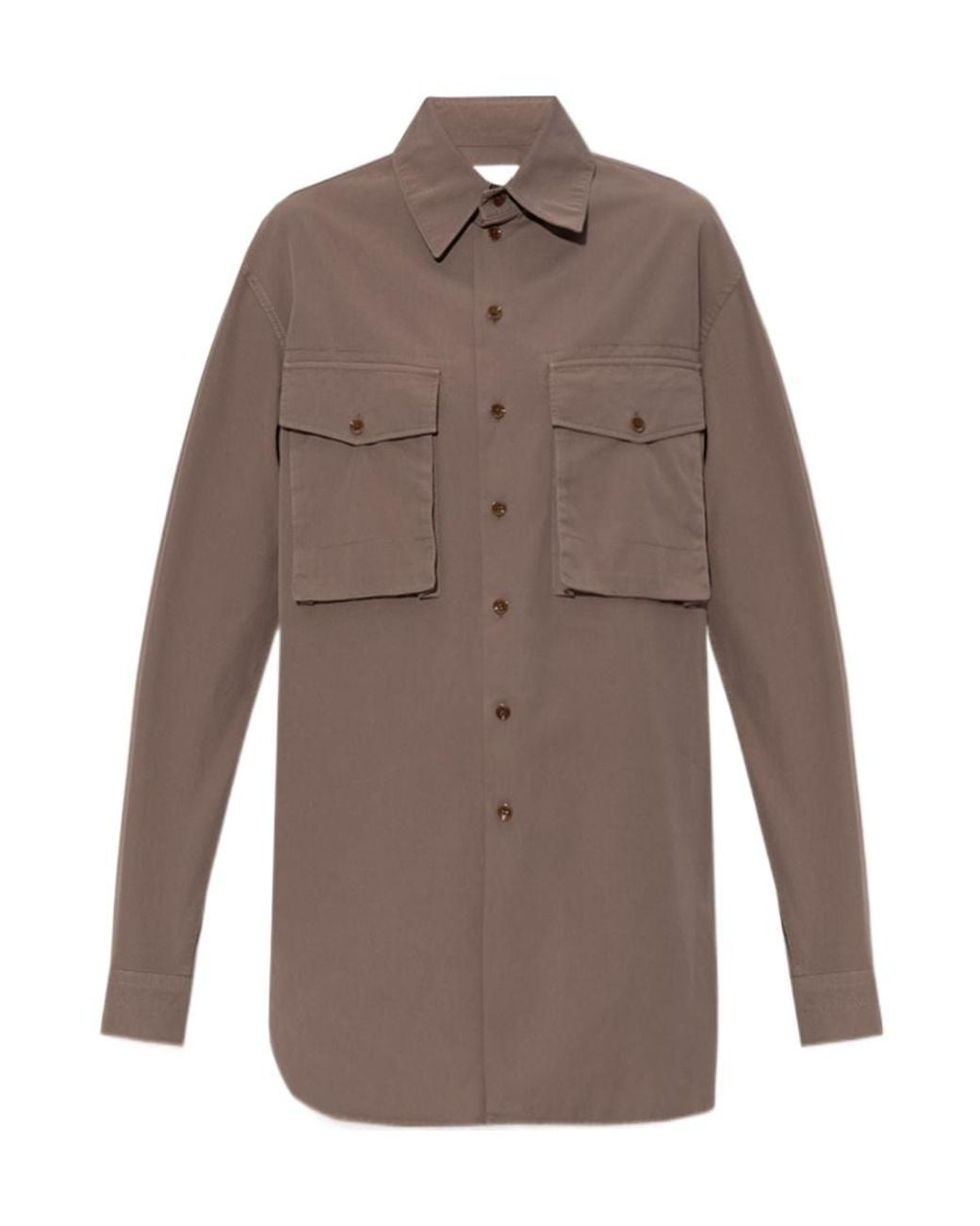 Lemaire Brown Long-Sleeved Buttoned Shirt for men