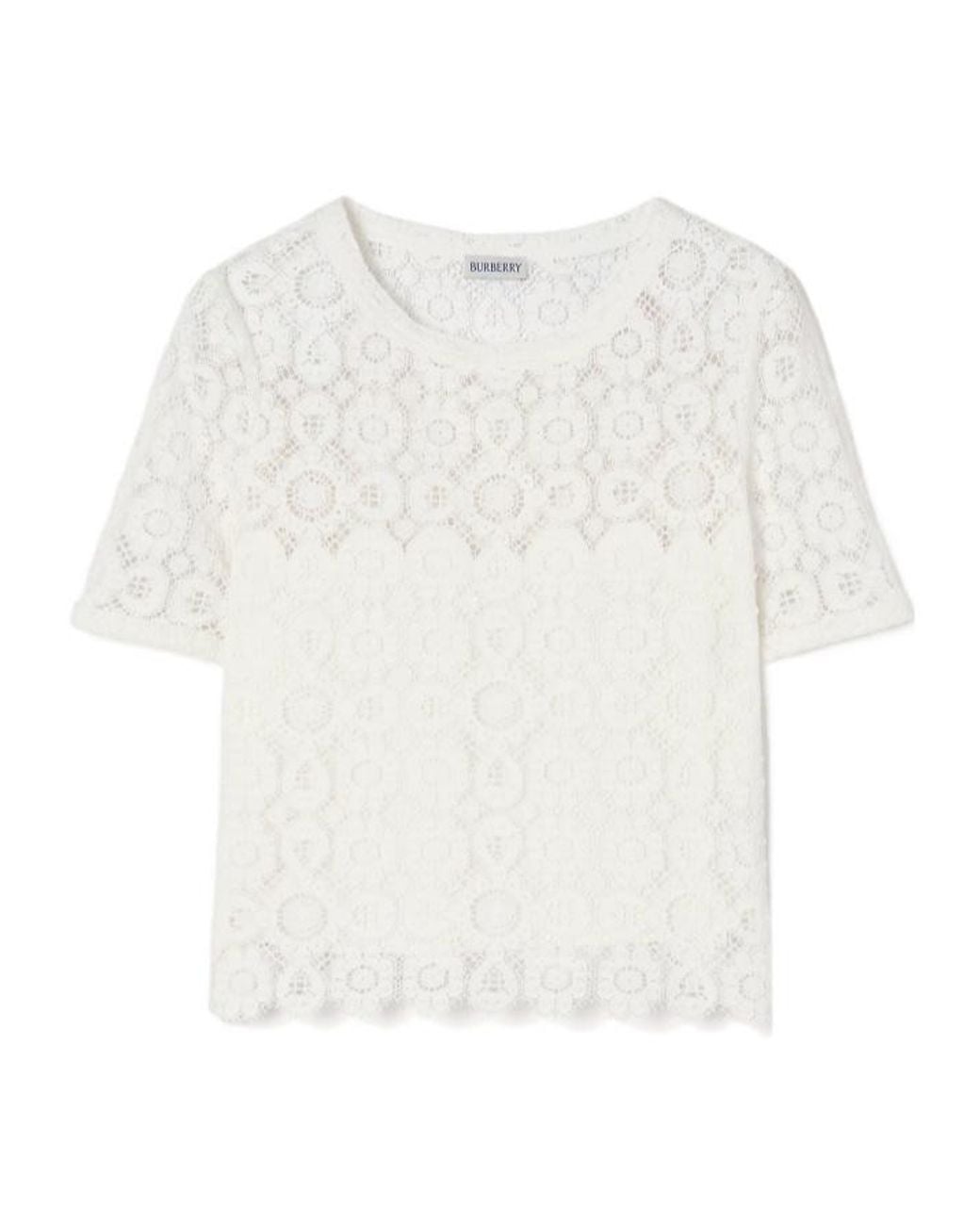 Burberry White Floral Lace Blouse