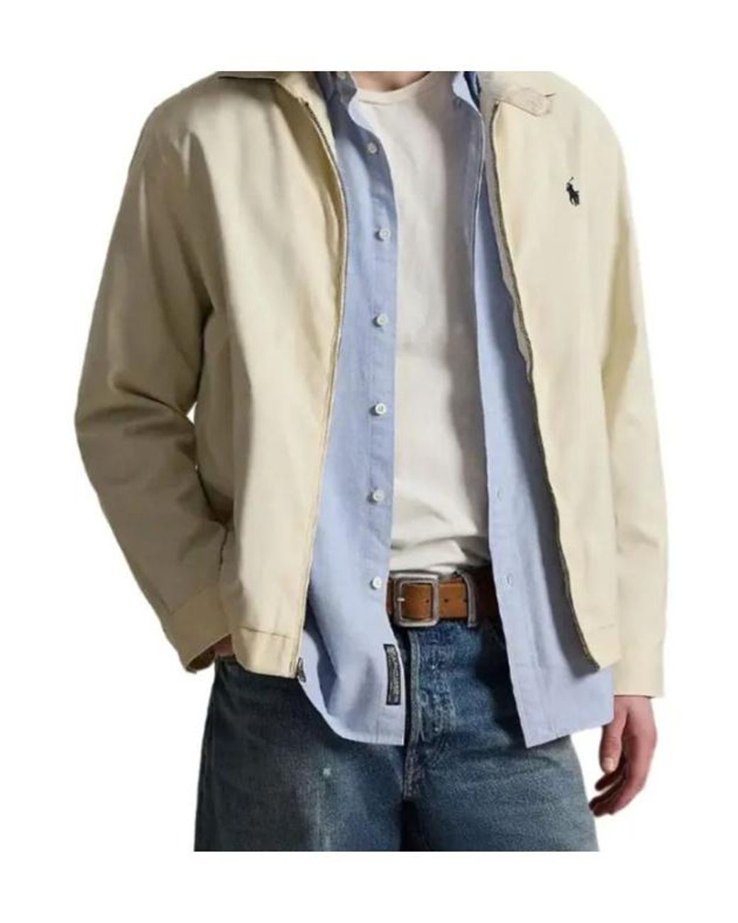 Polo Ralph Lauren White Embroidered-Logo Zip-Up Ligthweight Jacket for men