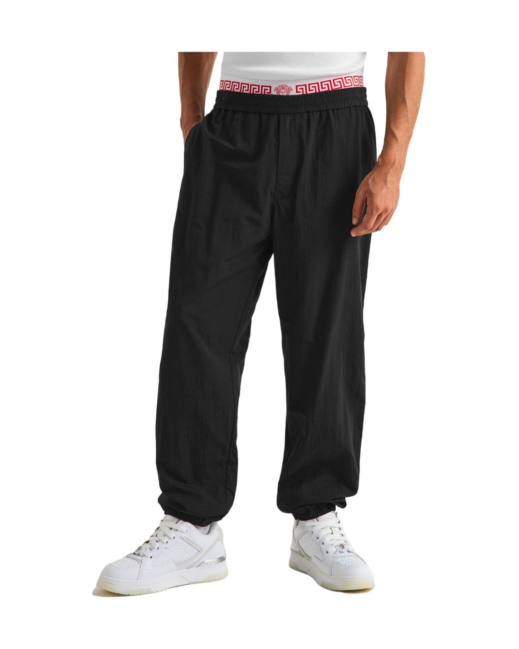 Versace Black Cuffed Casual Trousers for men