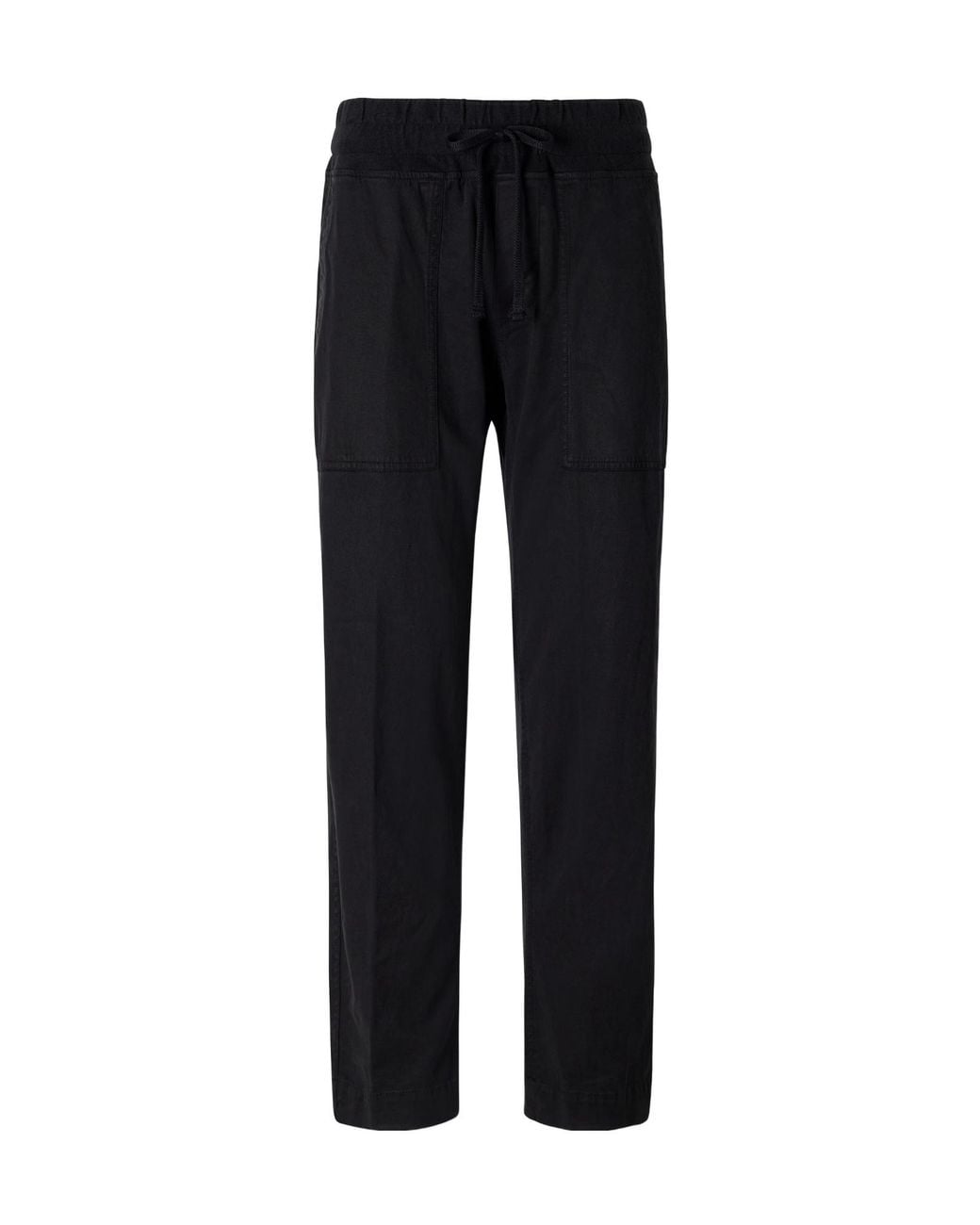 James Perse Black Rib-Trimmed Cotton-Twill Tapered Pants