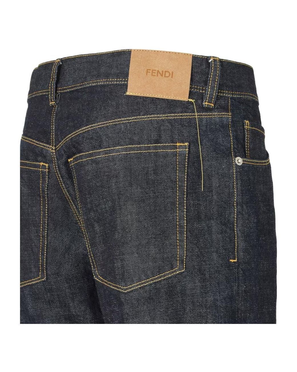 Fendi Blue High-Rise Straight-Leg Jeans