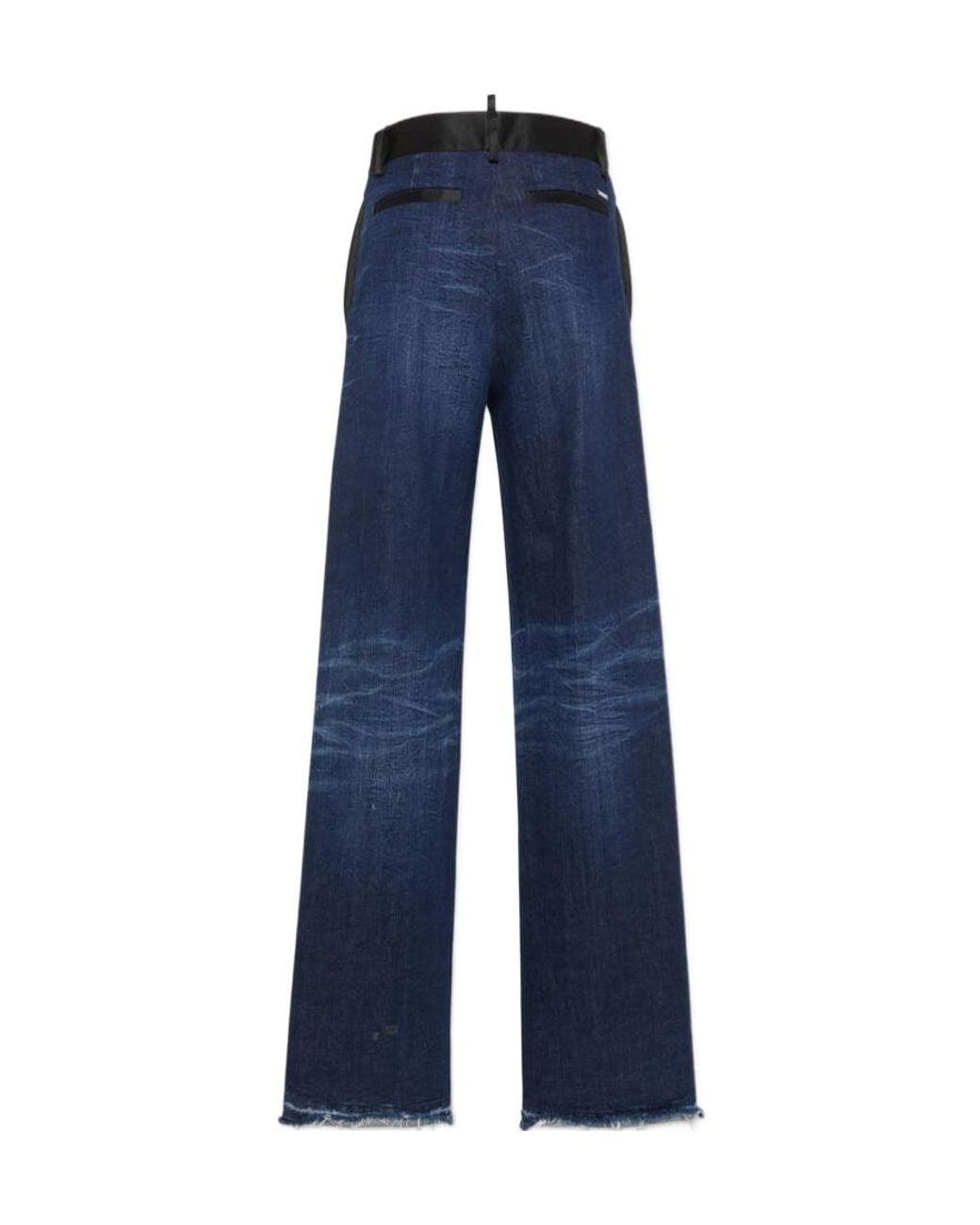 DSquared² Blue Distressed Wide-Leg Jeans