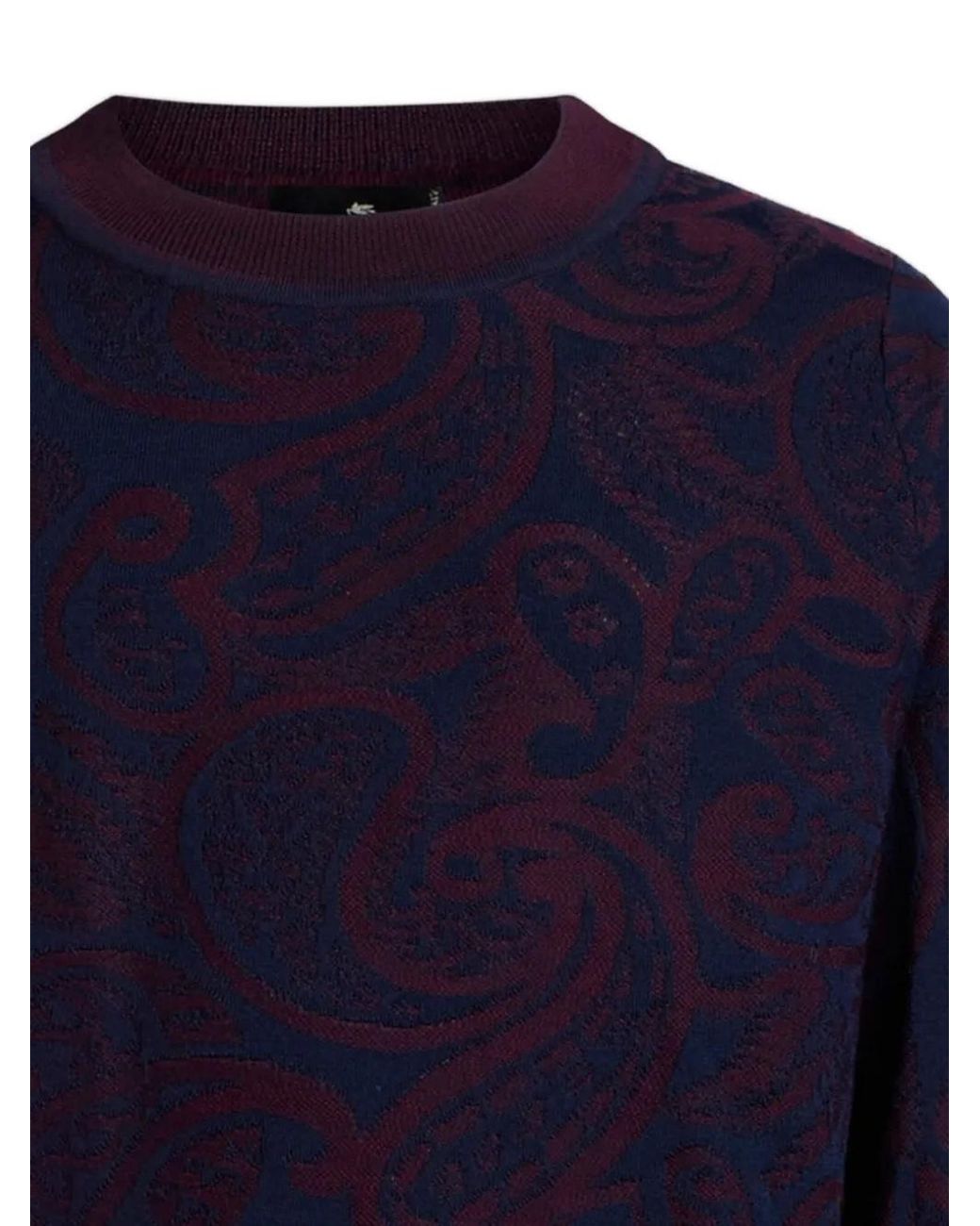 Etro Blue Wool-Blend Jacquard Sweater for men