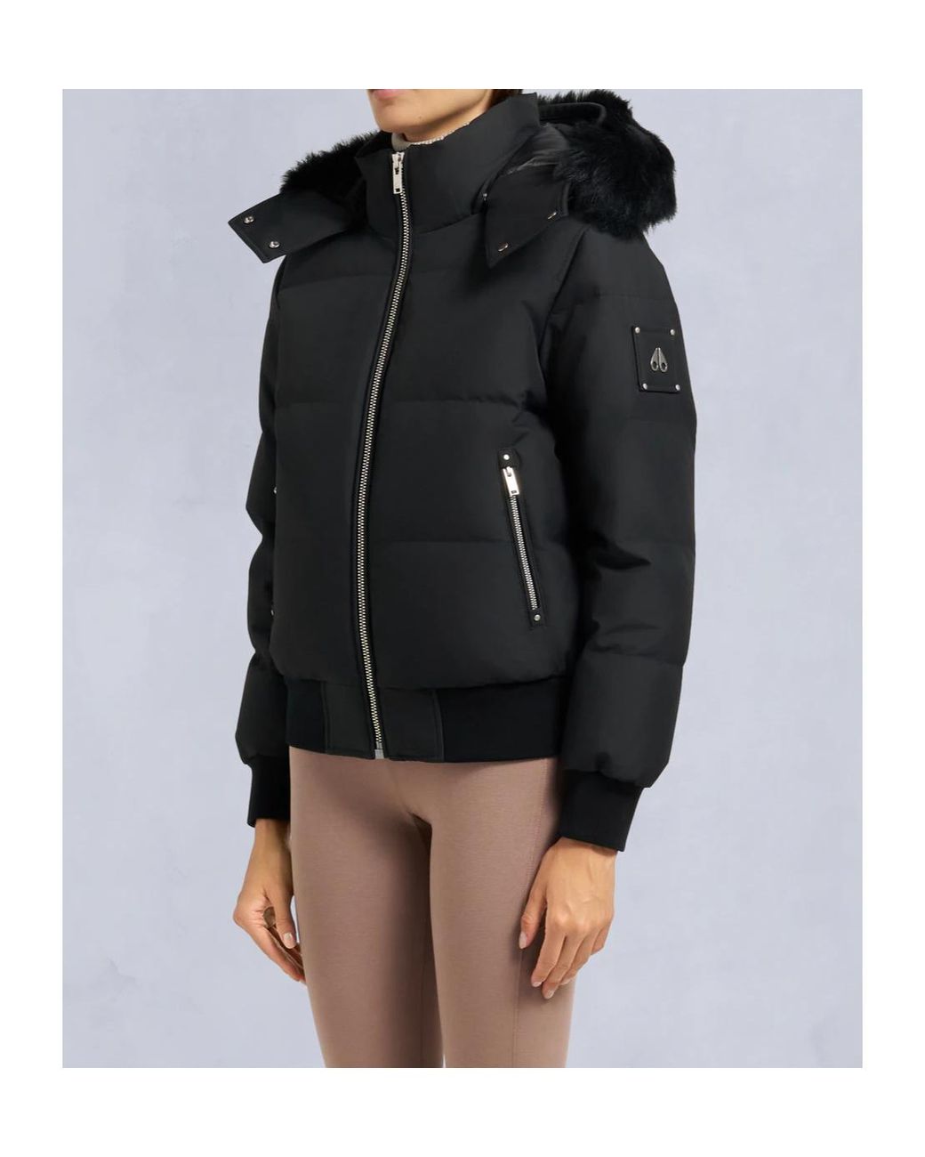 Moose Knuckles Black Cloud Shearling Bomber Jacket