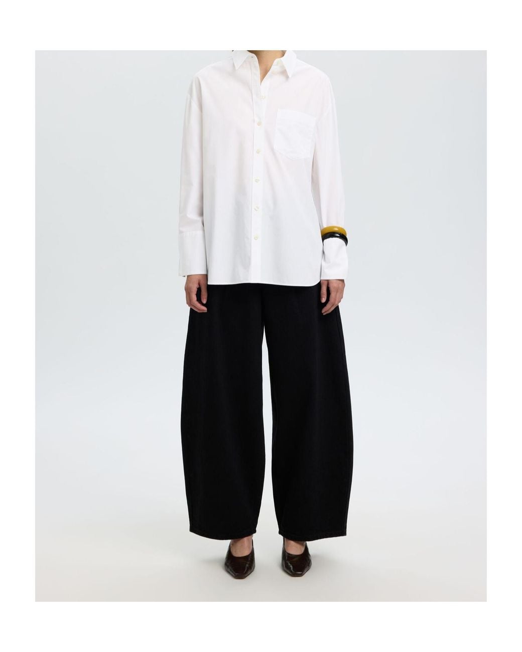 SELECTED White Chest-Pocket Shirt