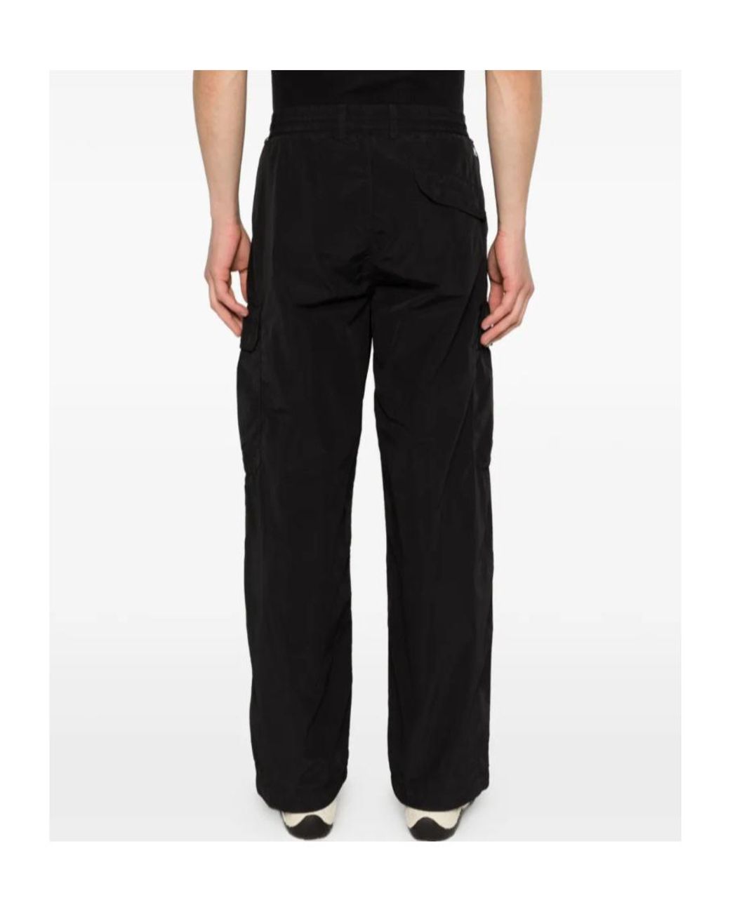 C P Company Black Flatt Loose Cargo Lens Pants for men