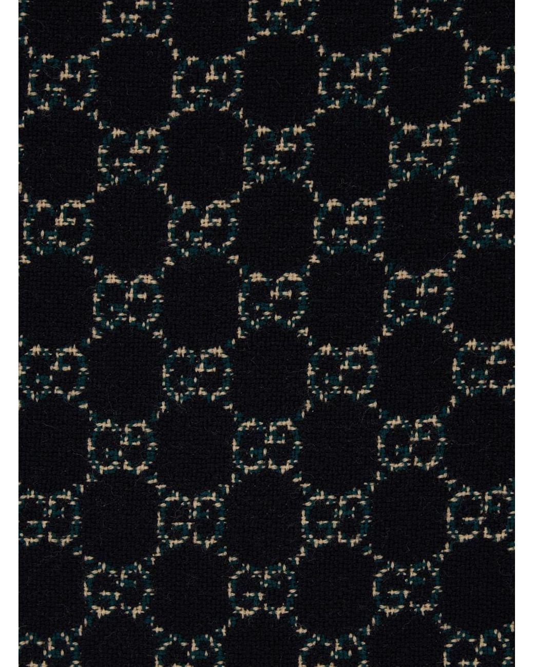 Gucci Black Gg Wool Jacquard Scarf for men