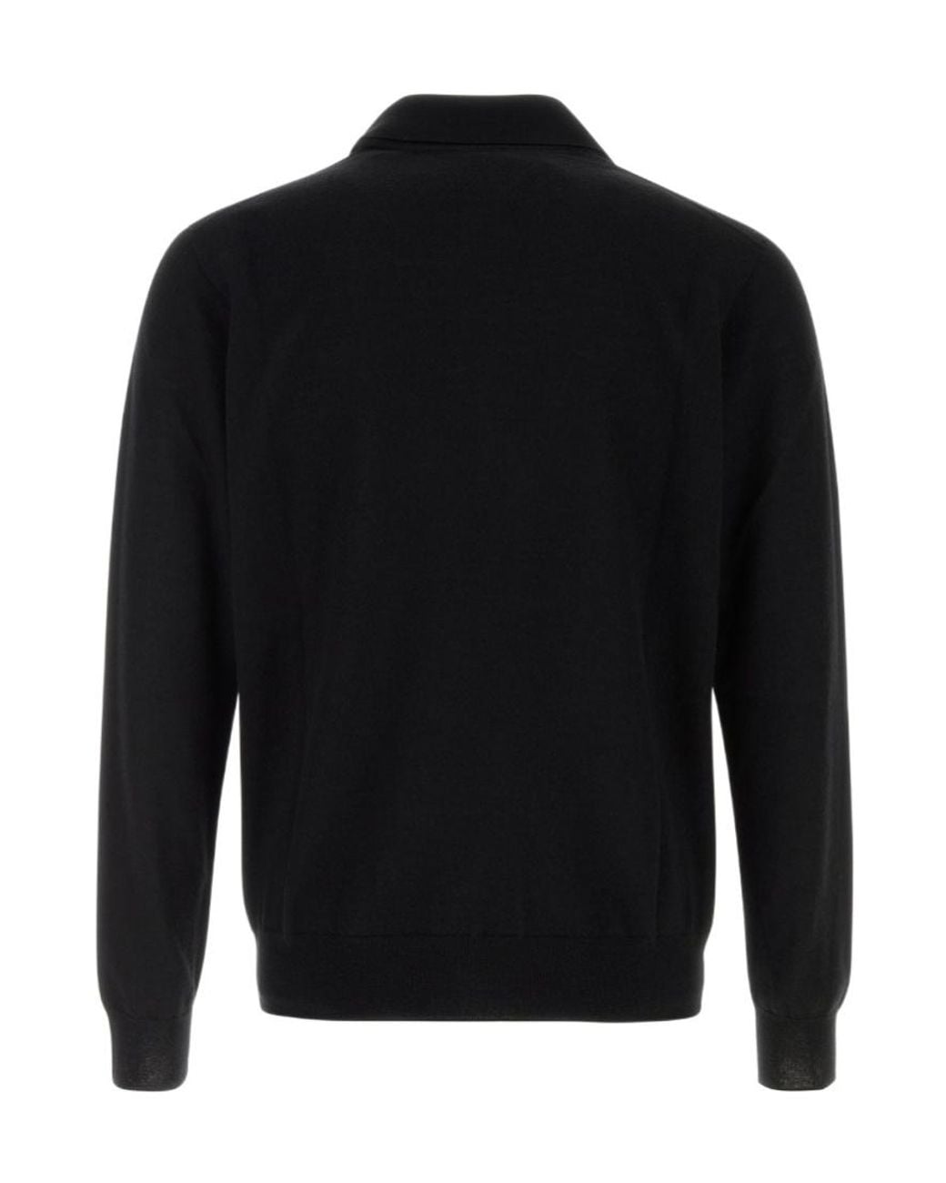 The Row Black Long-Sleeved Knitted Polo Shirt for men