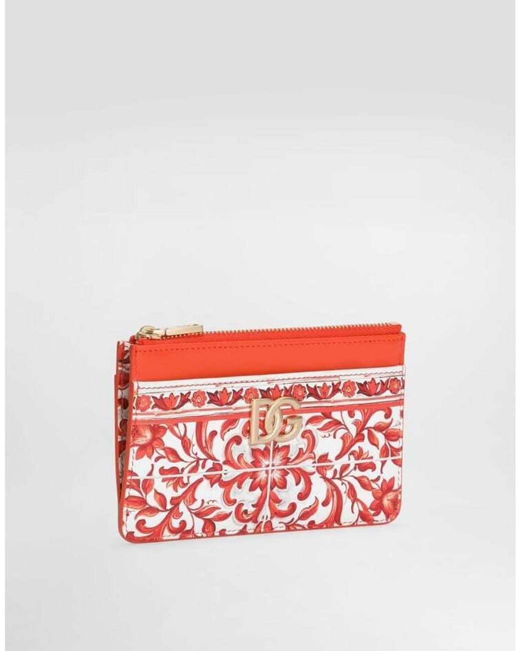 Dolce & Gabbana Red Majolica Printed Card Case