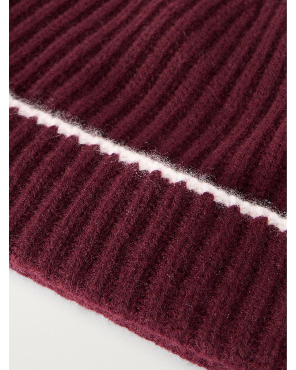 arch4 Red Ribbed Cashmere Beanie