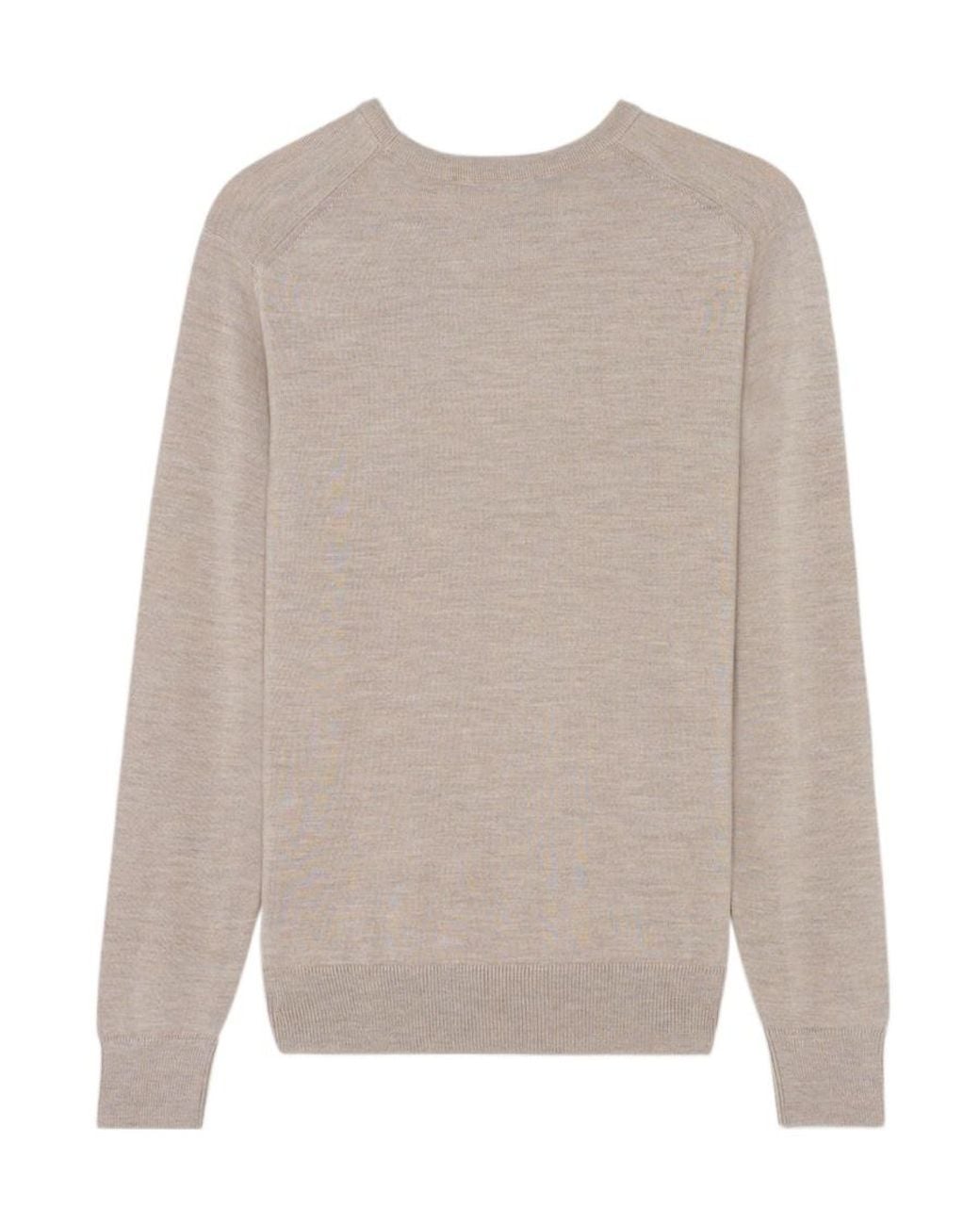 Maison Kitsuné Gray Logo-Patch Wool Jumper for men