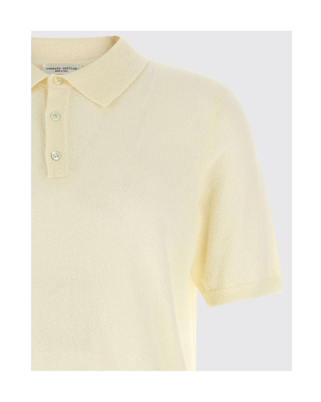 Roberto Collina White Textured Short-Sleeve Polo Shirt for men