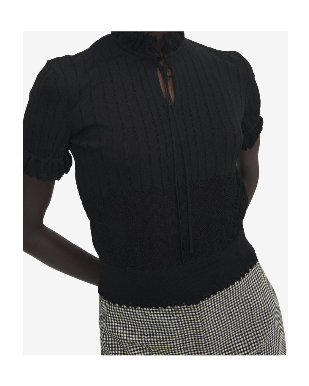McQueen Blue Pointelle Knit Top