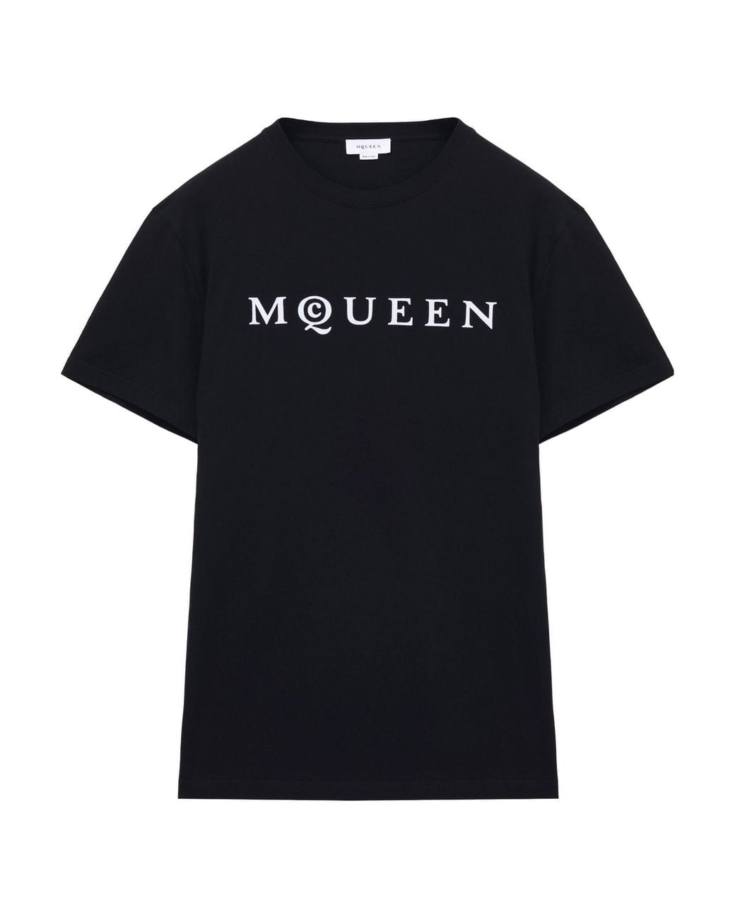 McQueen Black Flocked-Logo Crewneck T-Shirt for men