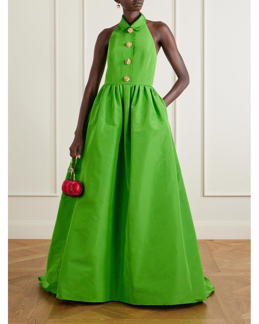 Carolina Herrera Green Silk-Faille Gown