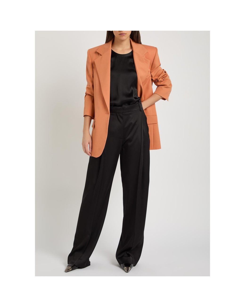 Stella McCartney Black Striped Satin Tailored Pants