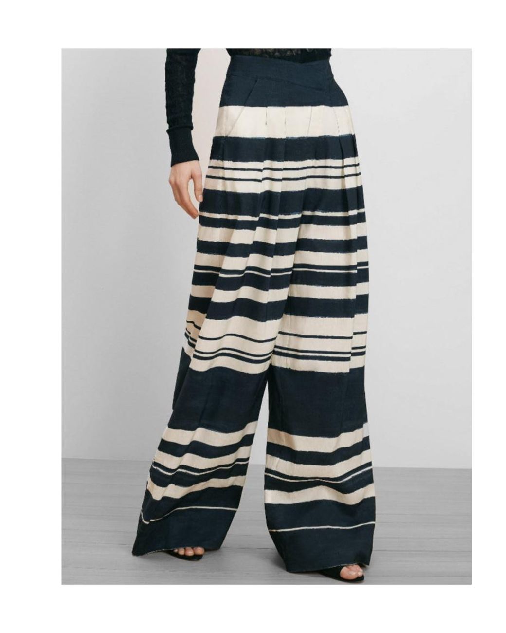 Veronica Beard Blue Striped Wide-Leg Pants