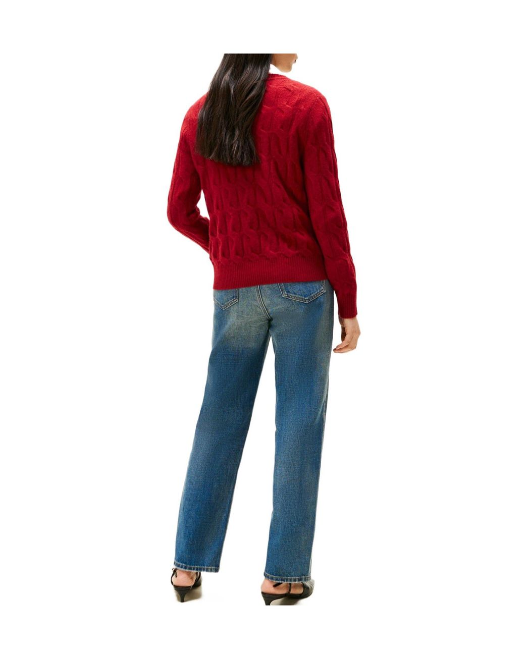 Tommy Hilfiger Brightred Crewneck Cableknit Sweater