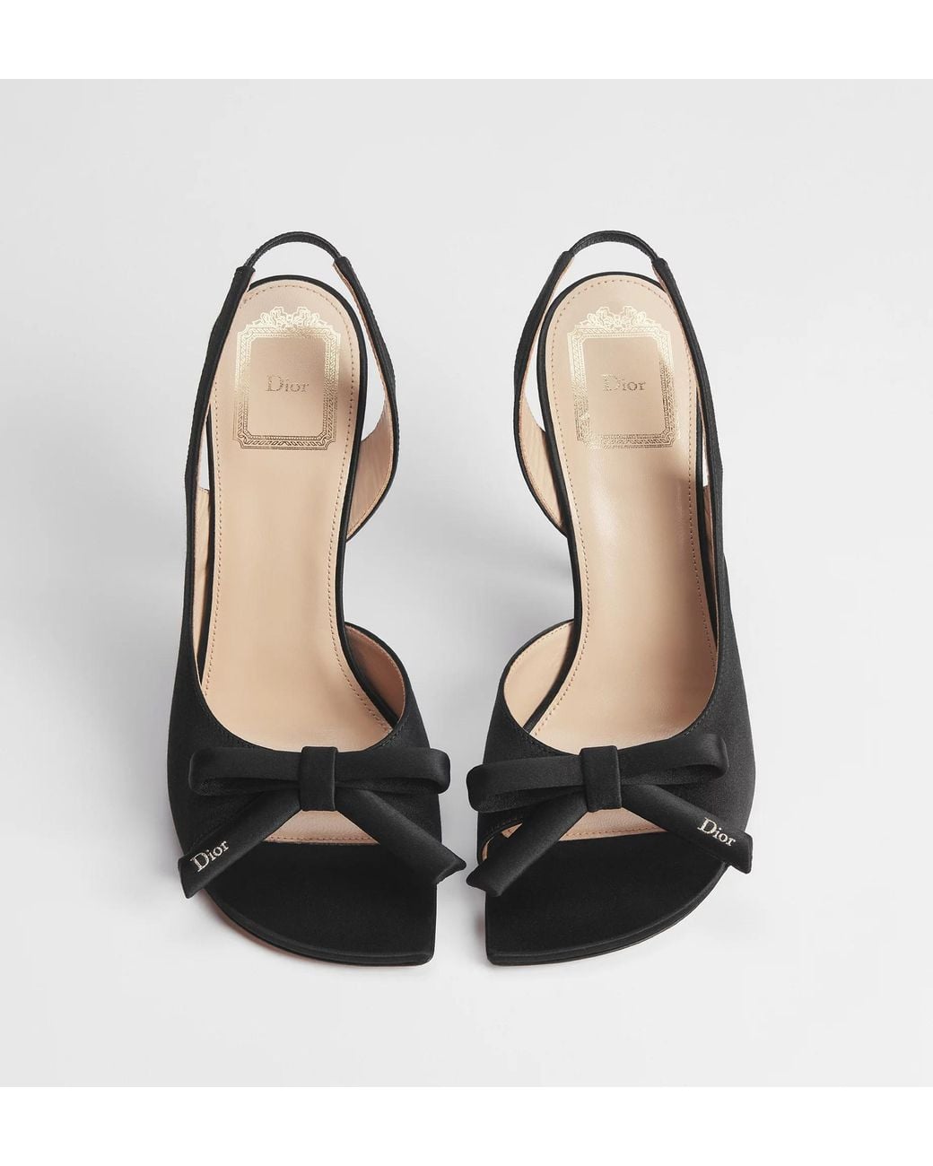 Dior Black Bow Heeled Slingback Sandal