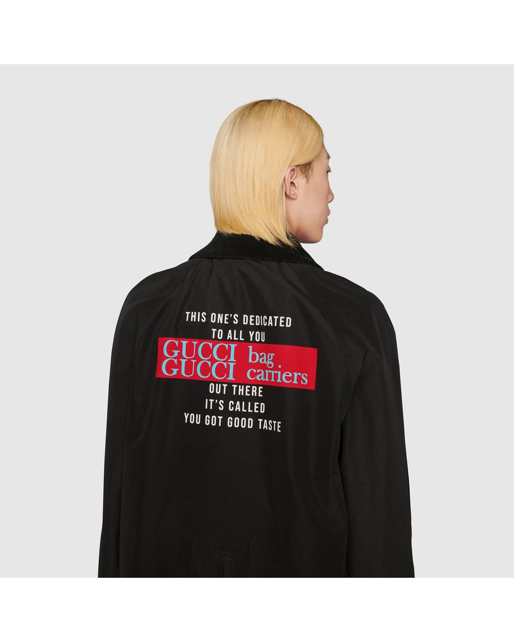Gucci Black Cotton Lyric-Print Jacket for men