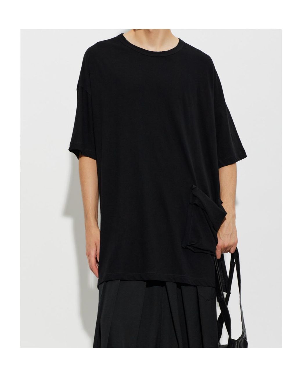 Yohji Yamamoto Black Oversized Draped Pocket T-Shirt for men