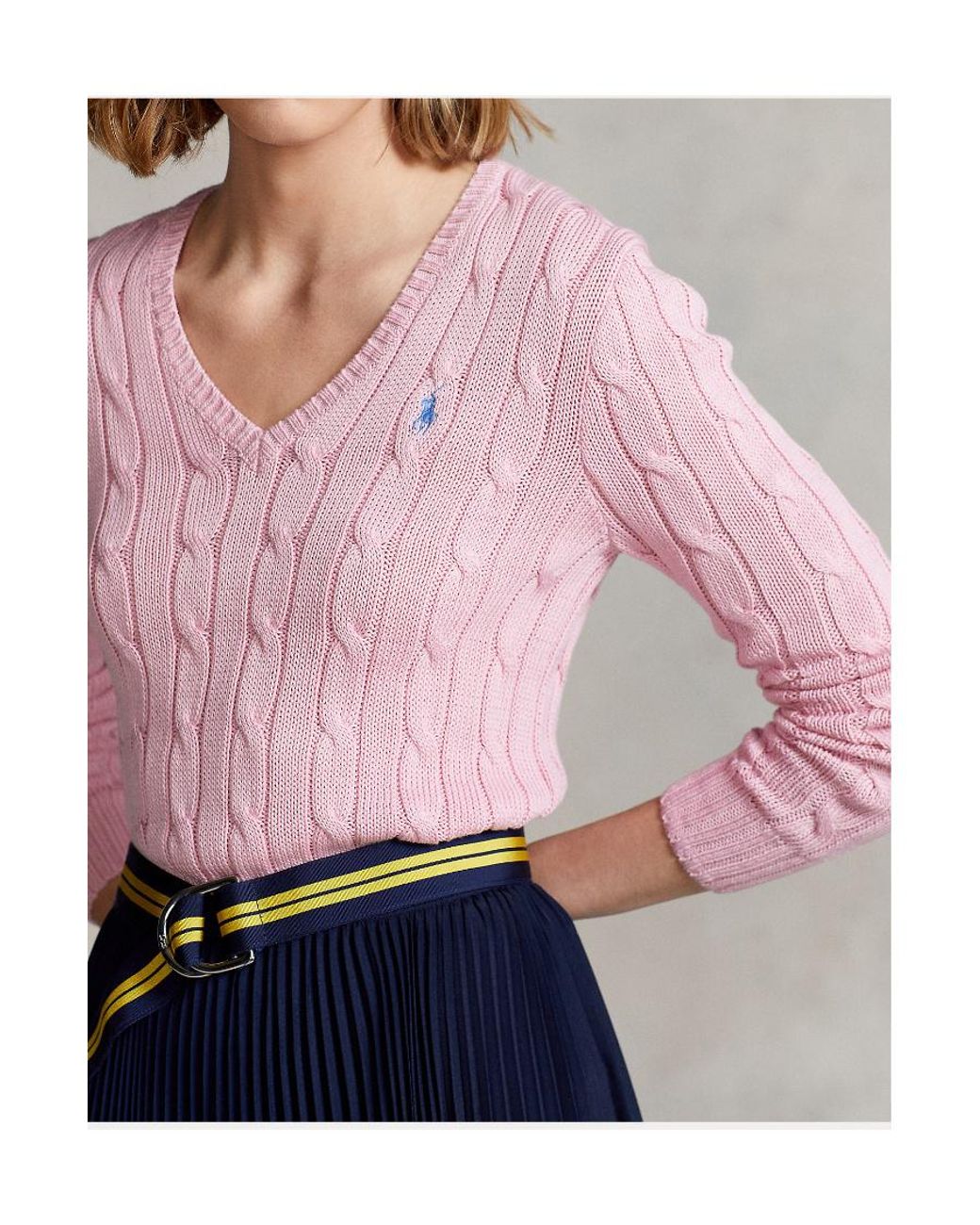 Polo Ralph Lauren Pink Twisted Knitted V-Neck Sweater