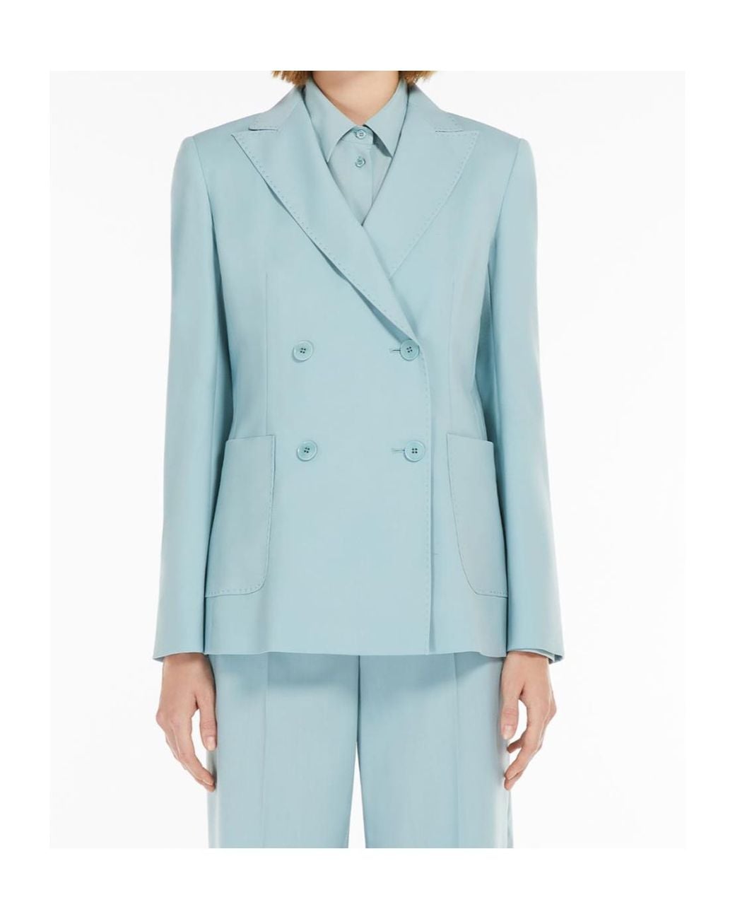 Weekend by Maxmara Blue Nervoso Double-Breasted Tailored Blazer