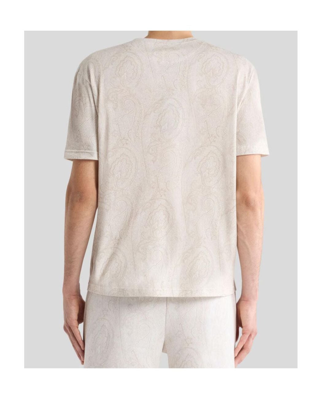 Etro White Pattern-Printed Crewneck T-Shirt for men