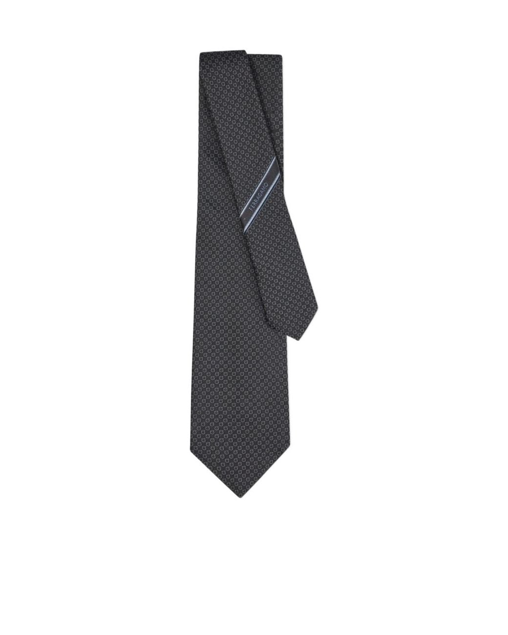 Ferragamo White Gancini Micro Jacquard Silk Tie for men