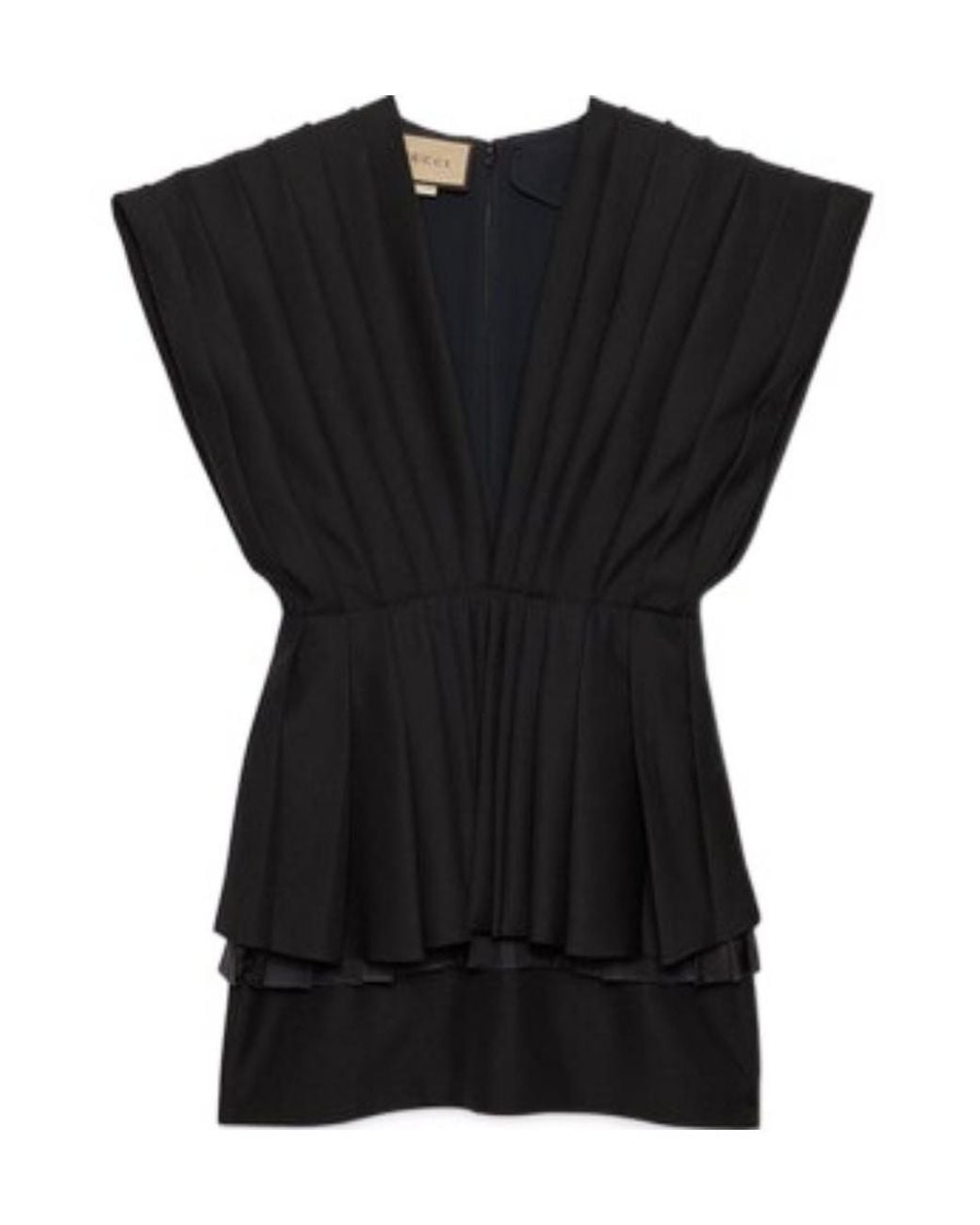 Gucci Black Sleeveless Pleated Mini Dress