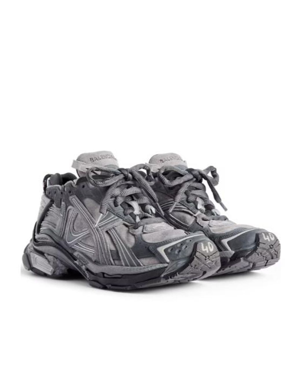 Balenciaga Gray Runner Lace-Up Sneakers for men