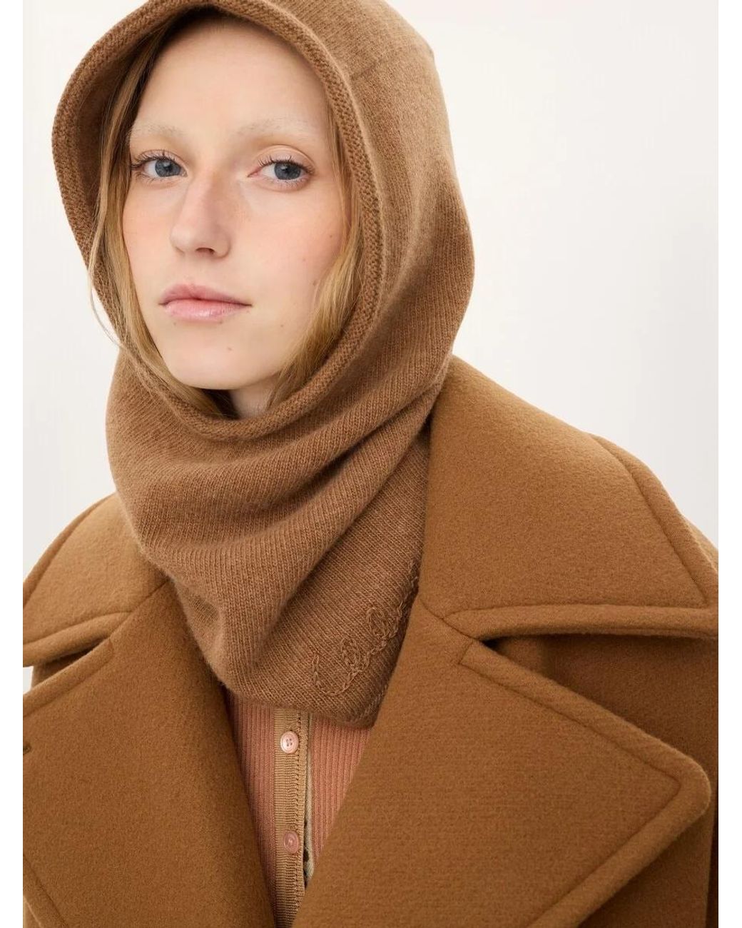 Chloé Brown Chloé Iconic Logo Detailed Knit Balaclava