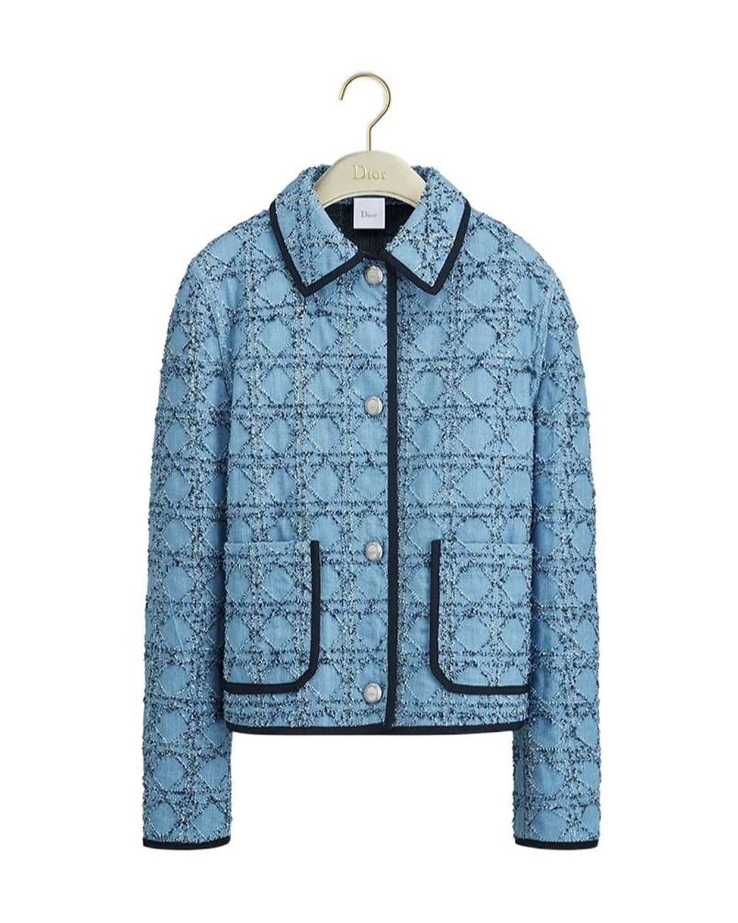 Dior Blue Iviera Cannage Cropped Jacket