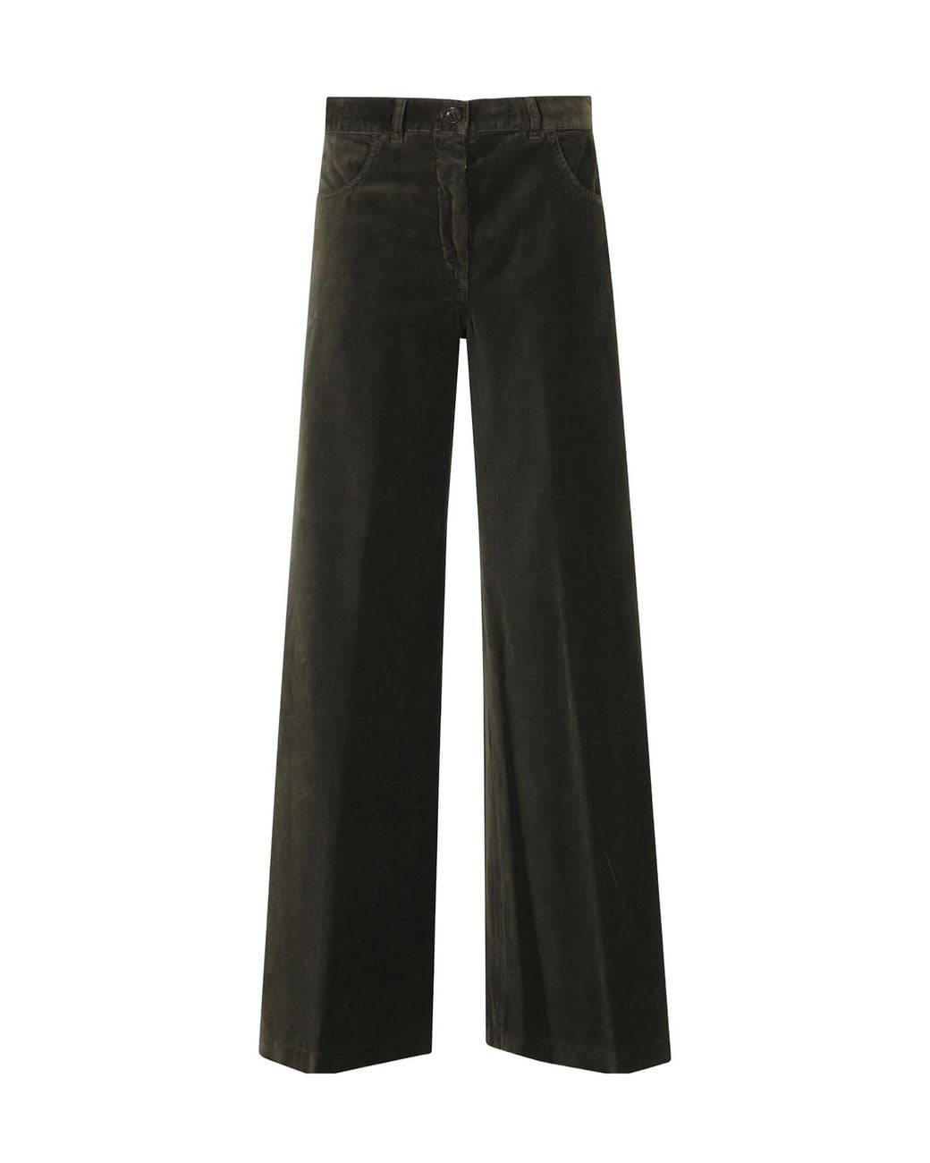 Aspesi Black Velvet Wide-Leg Pants