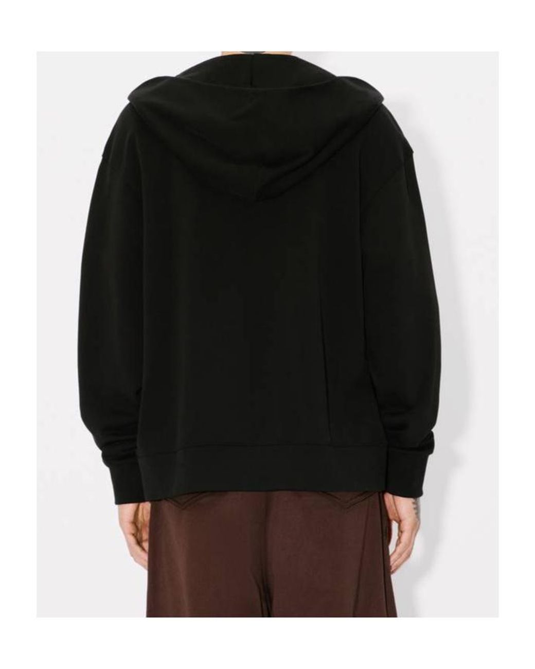 KENZO Black Pop' Embroidered Zipped Hoodie for men
