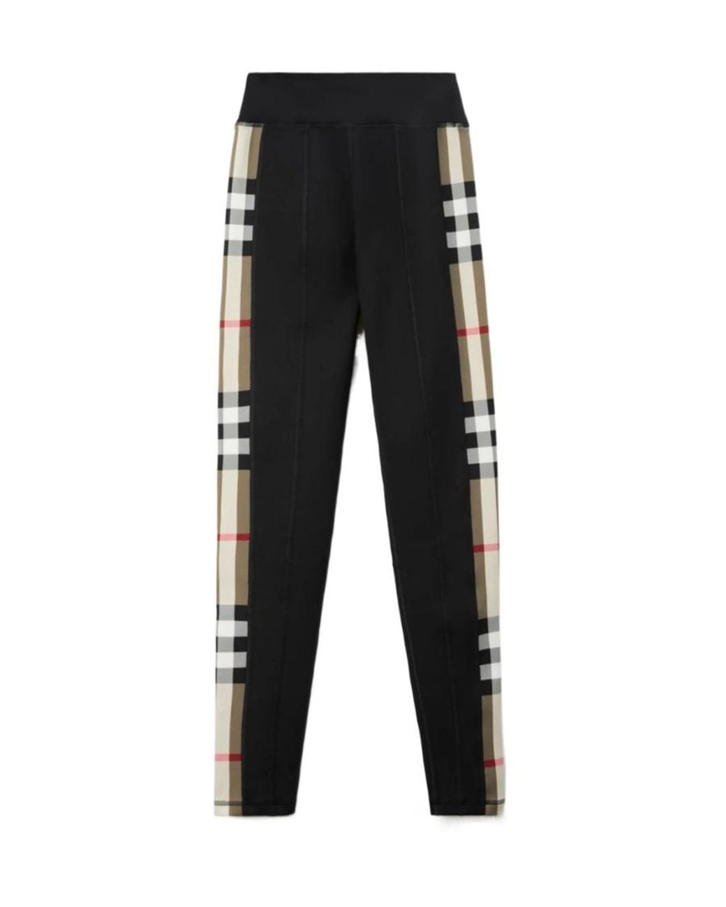 Burberry Black Stretch-Jersey Check-Trim Leggings